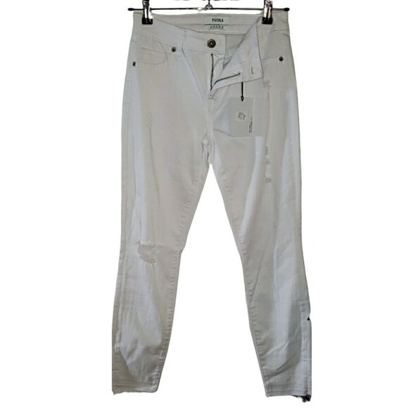 Pistola White Distressed Frayed Hem Skinny Jeans - Picture 1 of 10